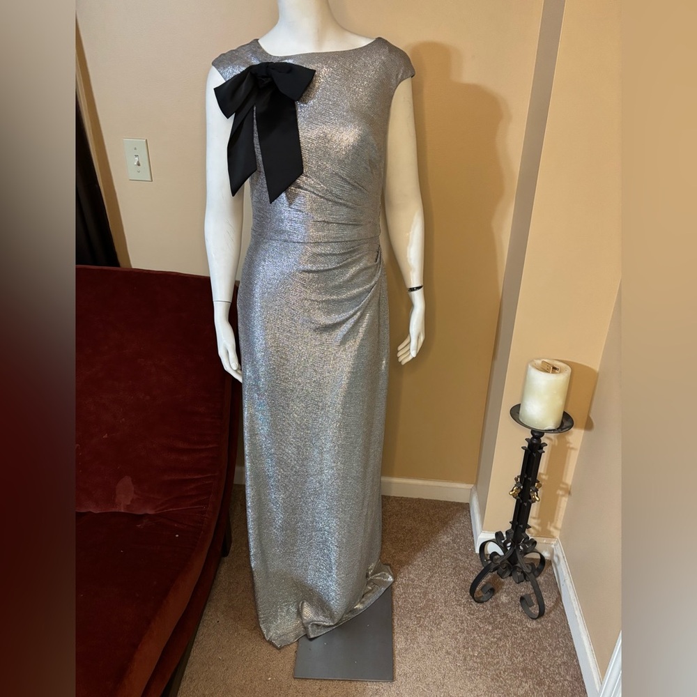Ralph Lauren Black Label Silver One Shoulder Dress